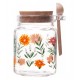 Pote 250ml Quadrado de Vidro com Tampa de Cortiça e Colher de Bambu Flora